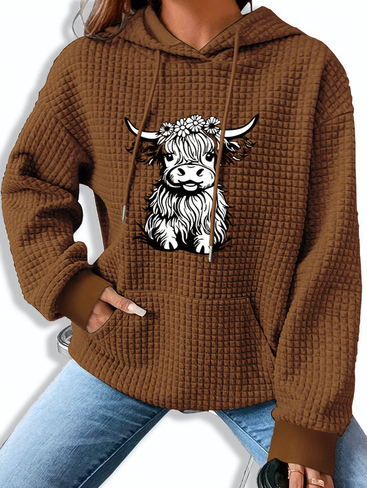 Kapuzenpullover mit Waffelmuster und Kängurutasche