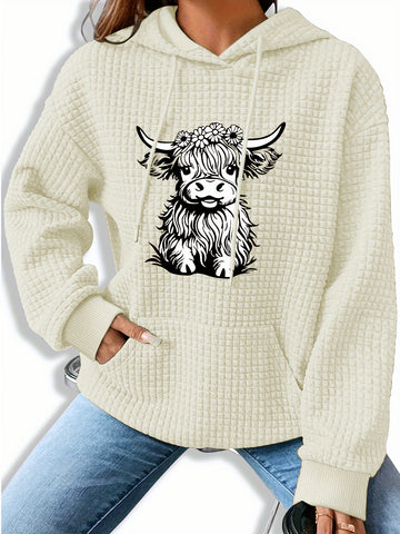 Kapuzenpullover mit Waffelmuster und Kängurutasche