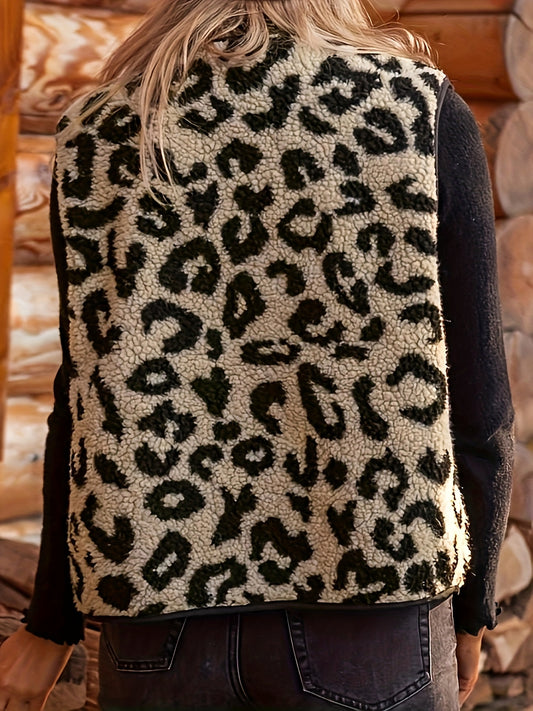 Lagenweste mit Reißverschluss und Leopardenmuster