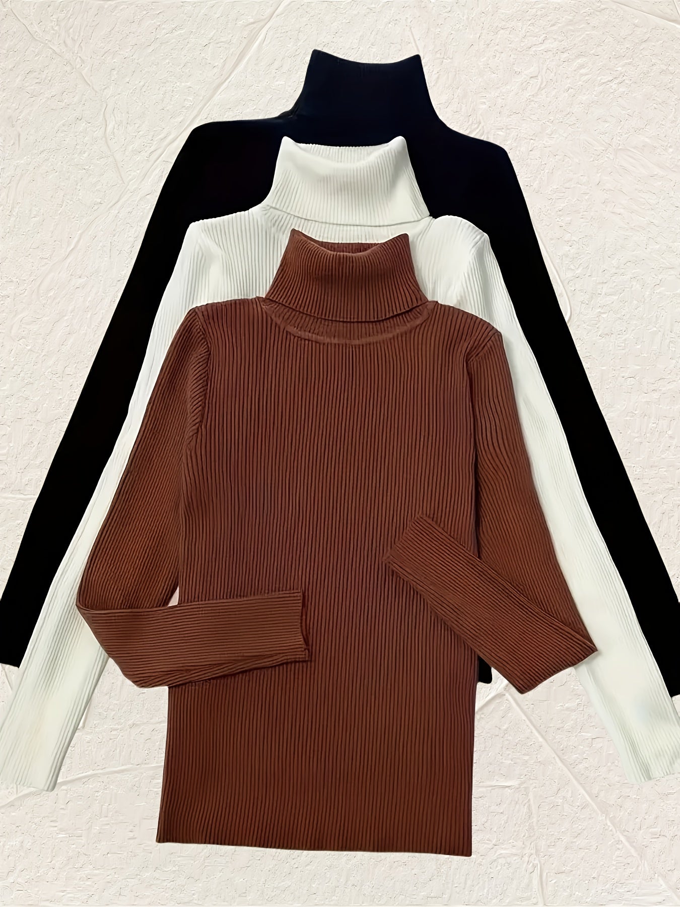 3er-Pack langärmlige Rollkragenpullover