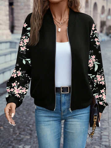 Elegante Jacke mit floralem Baseballkragen